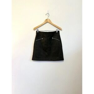 Loft Faux Suede A-Line Mini Skirt in Olive Green | Size 2